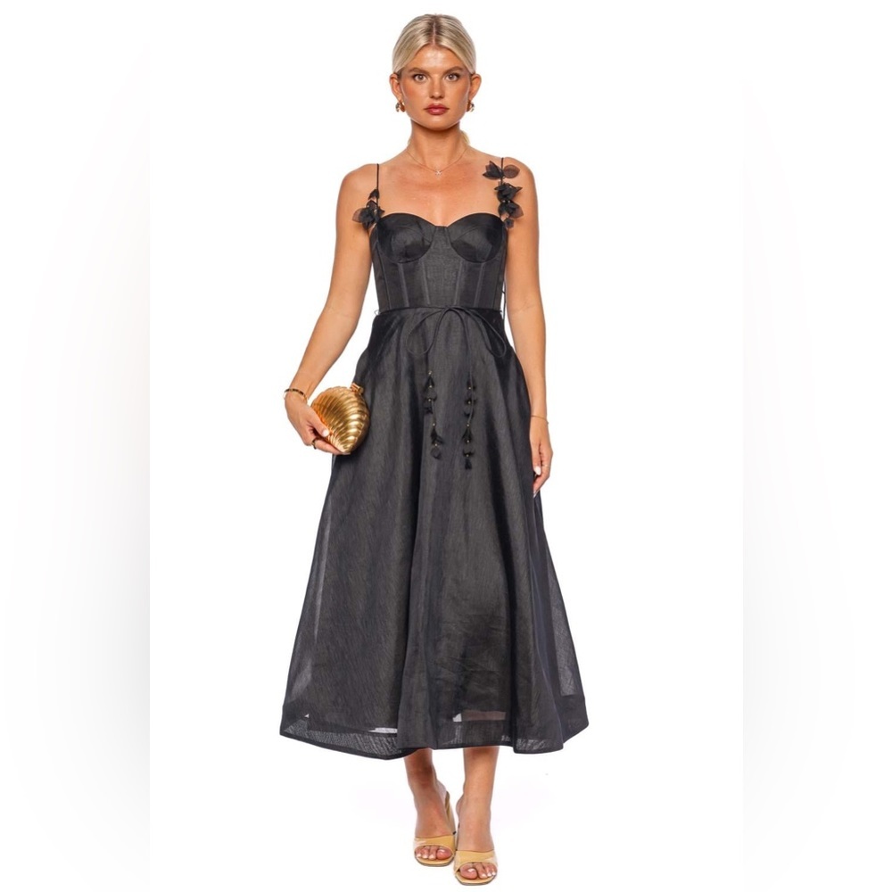 ZIMMERMANN NATURA BLACK CORSET MIDI DRESS - Picture 5 of 17